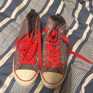 Converse Gray Sneakers with Red Laces